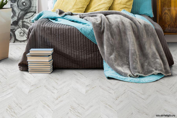 Клеевой пробковый пол Chevron White