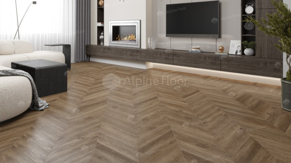 Кварцвиниловая плитка Alpine Floor Альпийский шеврон LVT (Chevron Alpine LVT) ECO 20-5 Макадамия