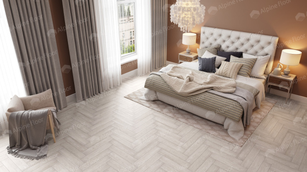 Кварцвиниловая плитка (Елочка) Alpine Floor Легкий паркет (Light Parquet) ECO 13-9 Голубой Лес