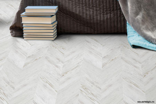 Пробковый пол Chevron (замок) White