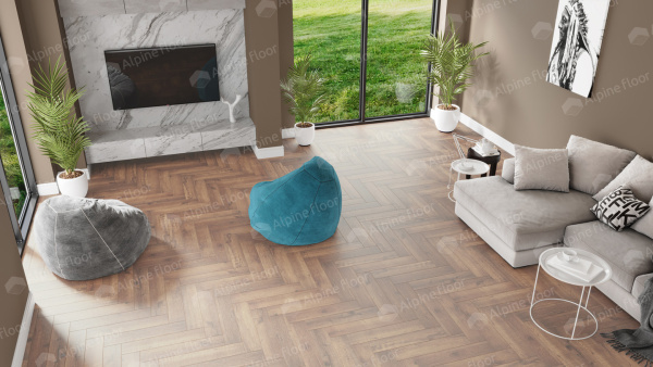 Кварцвиниловая плитка (Елочка) Alpine Floor Легкий паркет (Light Parquet) ECO 13-2 Дуб Royal