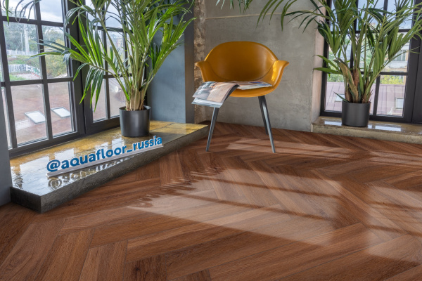 Клеевая LVT плитка елочкой Aquafloor Паркет клеевой (Parquet Glue) AF2518PG