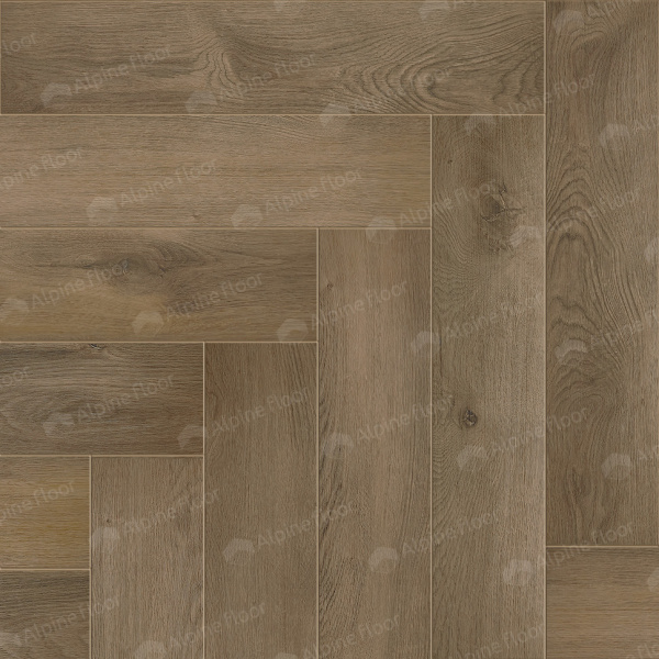 Кварцвиниловая плитка (Елочка) Alpine Floor Легкий паркет (Light Parquet) ECO 13-7 Дуб Насыщенный
