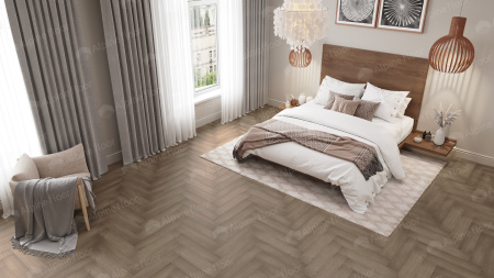 Кварцвиниловая плитка (Елочка) Alpine Floor Легкий паркет (Light Parquet) ECO 13-7 Дуб Насыщенный