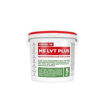 Клей для ПВХ, SPC, WPC, EPC и кварцвиниловых покрытий TRICOL 1K MS LVT PLUS