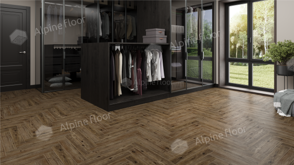 Ламинат Alpine Floor Елка профессиональная 12 (Herringbone 12 Pro) Бордо LF106-10